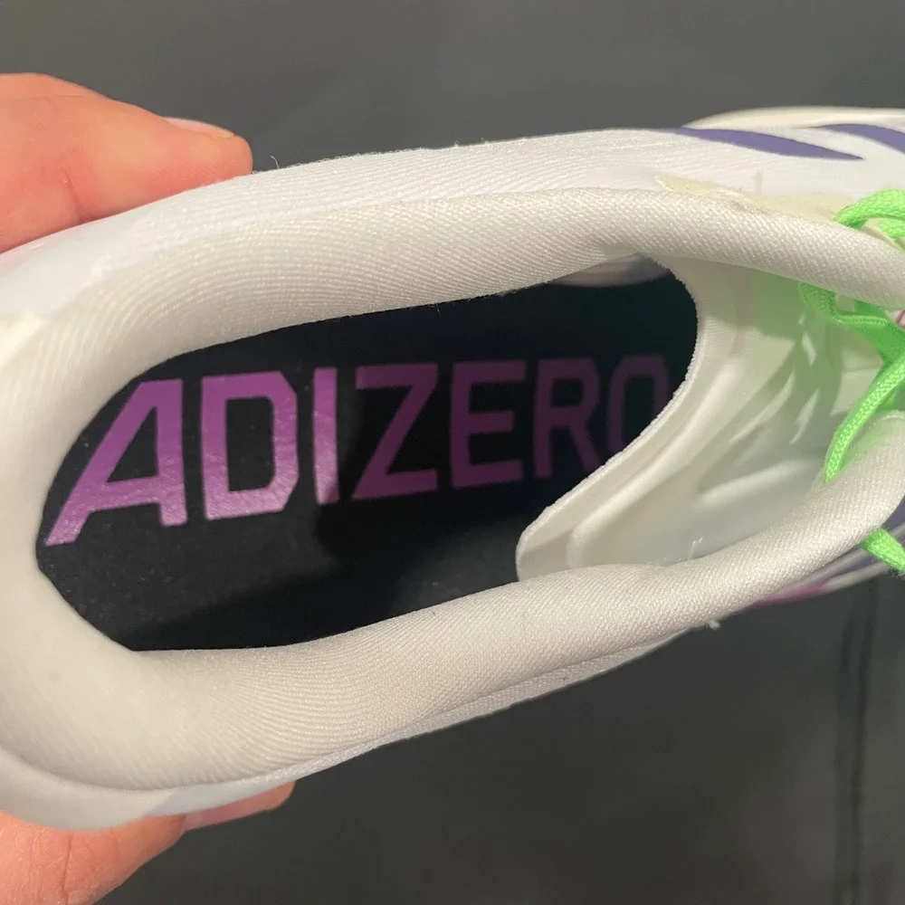 Adidas Adizero Evo SL Running Shoes White Purple Pink JS4456 Men 9.5 Womens 10.5